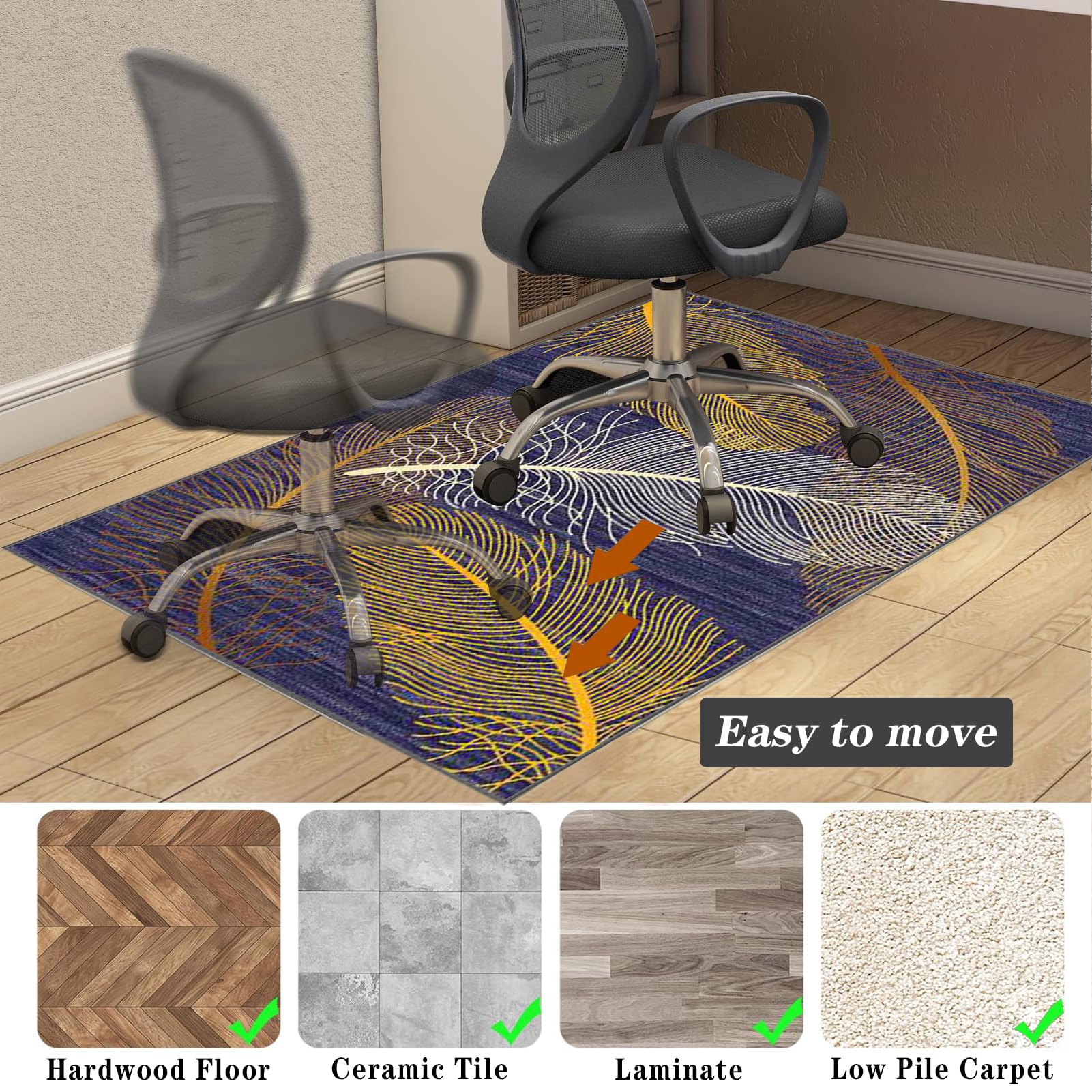 200x230cm schreibtischstuhl unterlage für Laminat,Bürostuhl Unterlage Teppich,Gaming Teppich Stuhlunterlage,Teppich-Stuhlmatte Bodenschutzmatte für Hartböden,Bürostuhl Matte für Bodenschutz,01