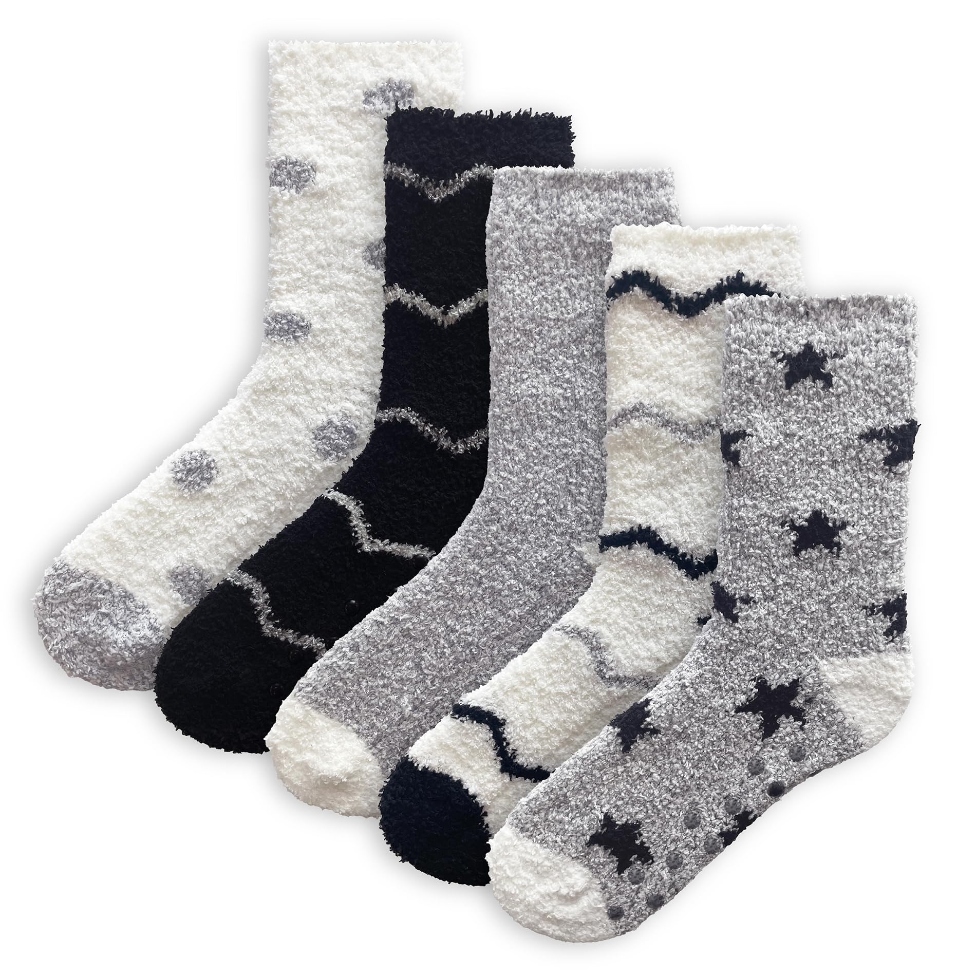 The Essentials Wardrobe 5PK Ladies Cosy Socks - UK 4-8/EU 37-42- Zigzag