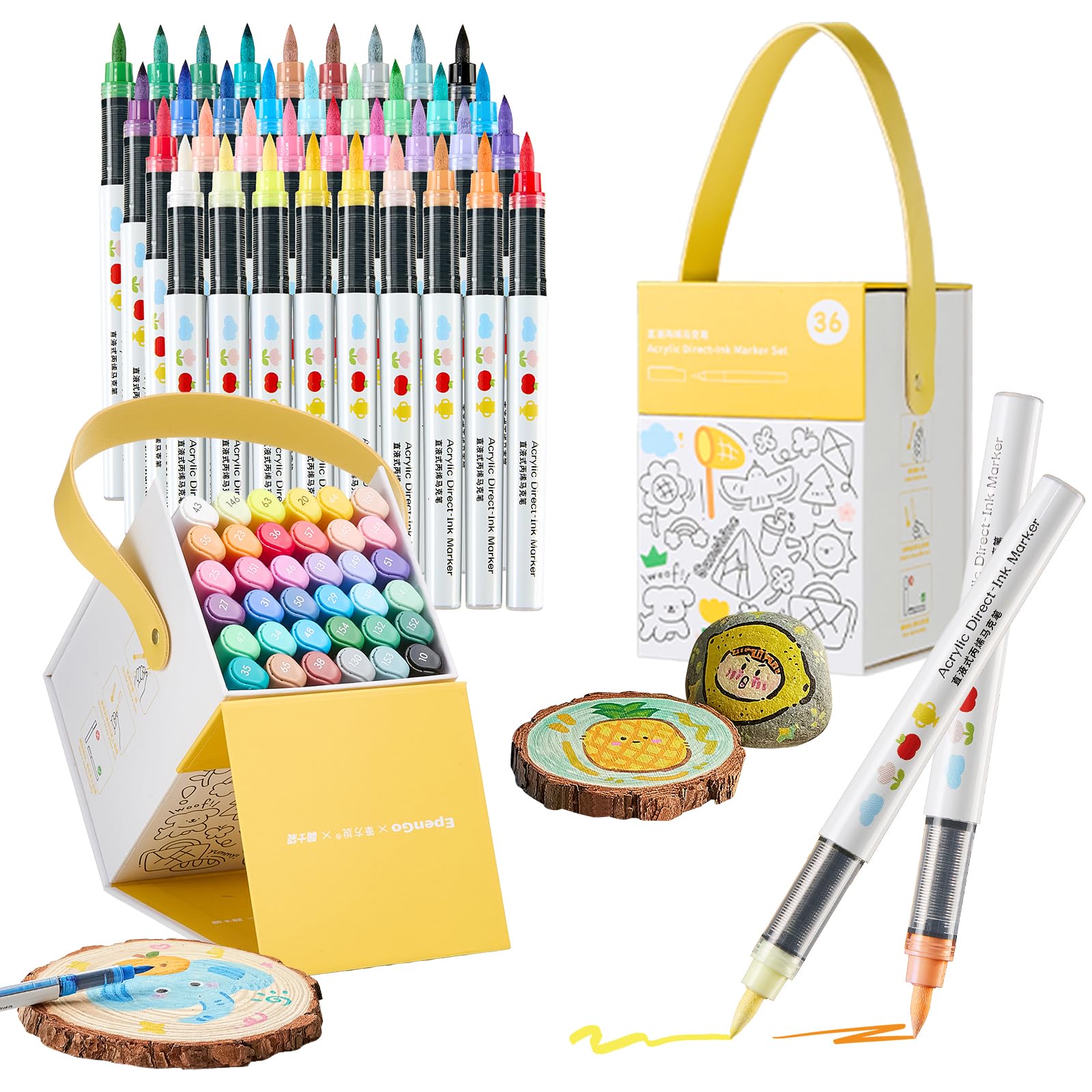 Photo 1 of EpenGo Acrylic Paint Markers Set | Professional Art Marker & Paint Pens - Markers for School & Coloring | 60 Colors for Rock/Glass/Wood/Paper/Ceramic DIY Crafts? (36-Color Set)