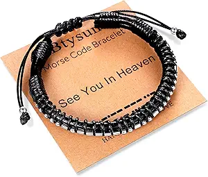 Inspirational Gifts for Men Morse Code Bracelets Mens Bracelets Graduation Gifts for Him Fathers Day Adjustable Leather Bracelet Motivational Birthday Annivesary Jewelry Stocking Stuffers for Men