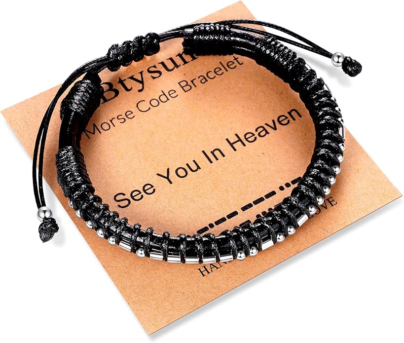 Inspirational Gifts for Men Morse Code Bracelets Mens Bracelets Graduation Gifts for Him Fathers Day Adjustable Leather Bracelet Motivational Birthday Annivesary Jewelry Stocking Stuffers for Men