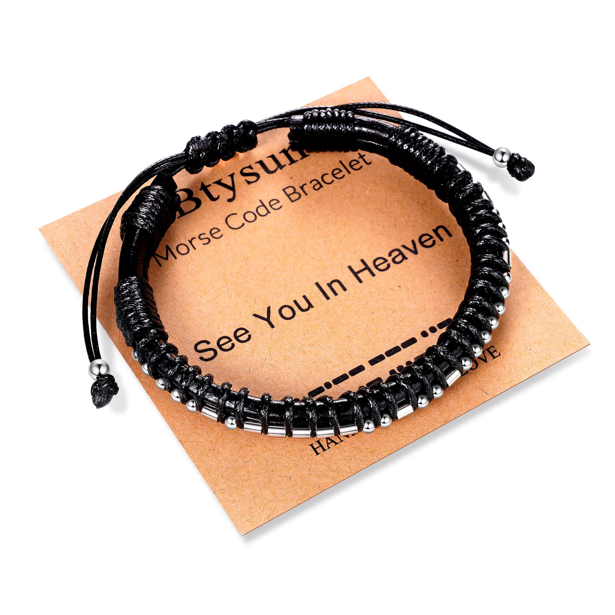 Btysun Fathers Day Gift, Gifts for Men Morse Code Bracelets for Men 2026 Graduation Gifts Mens Bracelet for Him Boyfriend Husband Leather Bracelet Motivational Birthday Jewelry Stocking Stuffers