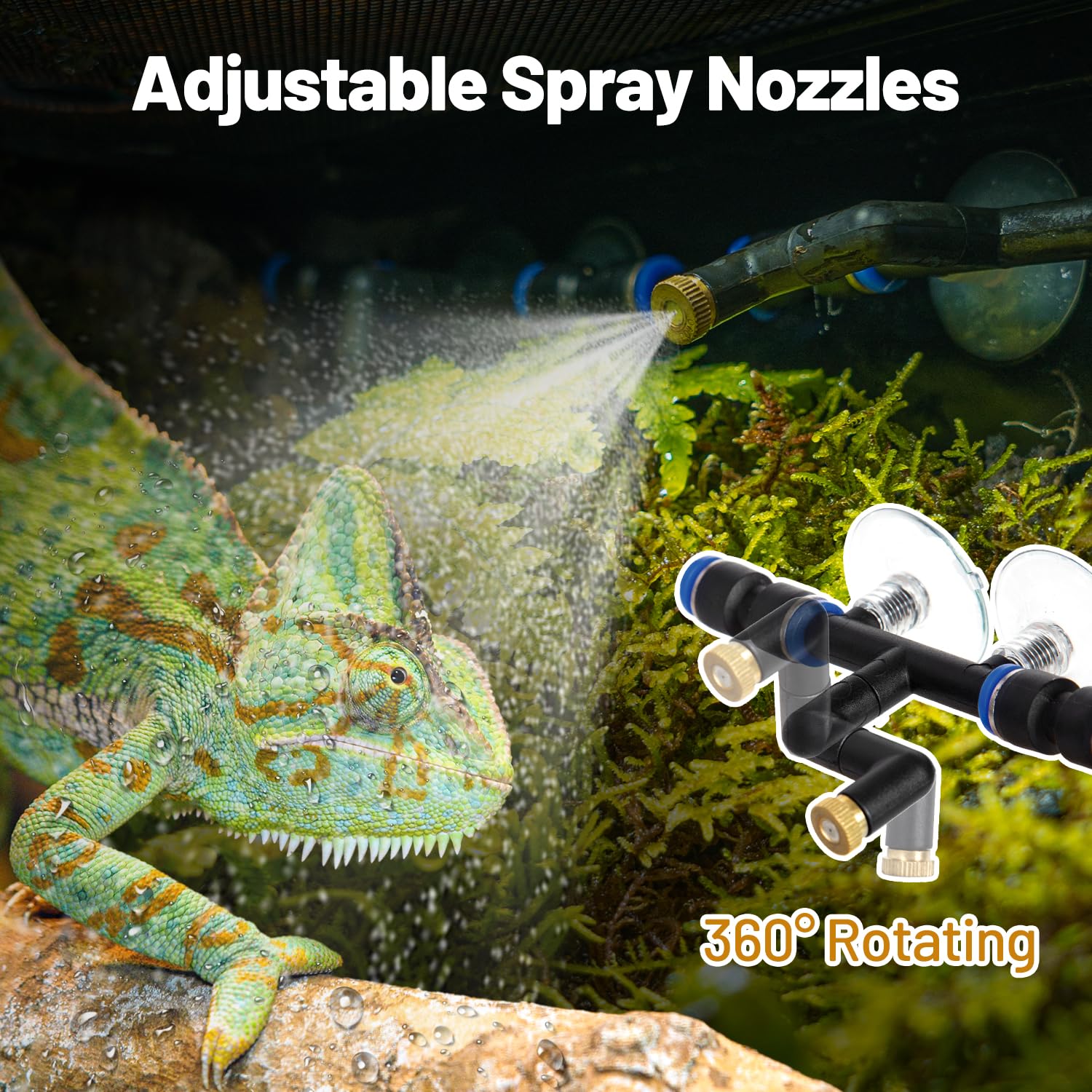 Reptile Mister Fogger, 2.2L Solo ajustable Starter Mister Mister para terrarios de reptiles, sistema de nebulización programable con bomba silenciosa de alta presión y 2 boquillas para reptiles