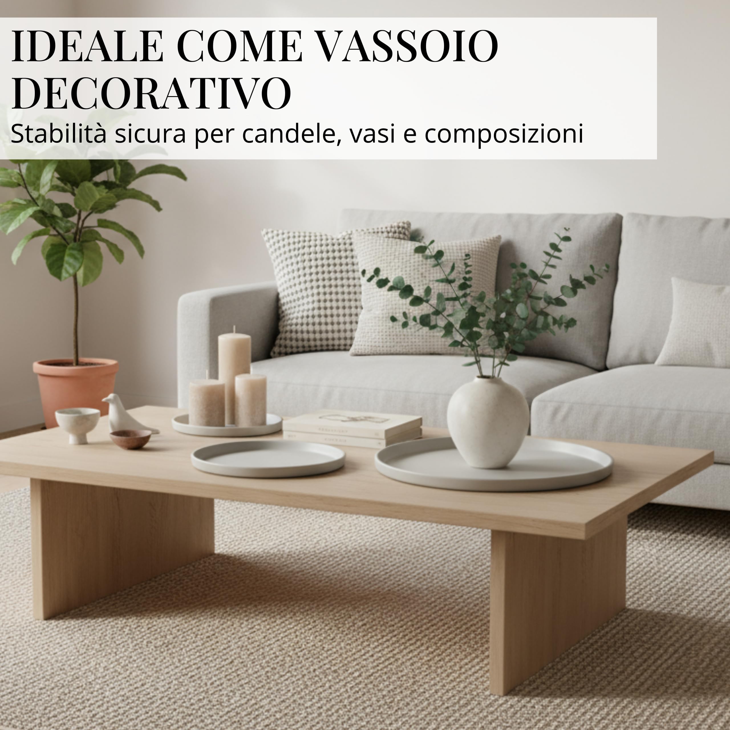 Set di 3 vassoi decorativi rotondi (25 cm, 30 cm, 40 cm), vassoio decorativo per corona dell'Avvento, vassoio per candele e decorazioni tutto l'anno, elegante vassoio rotondo, prodotto in Europa