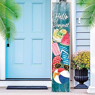 Spring Summer Porch Sign Wooden Summer Sign for Front Porch Standing Ver...