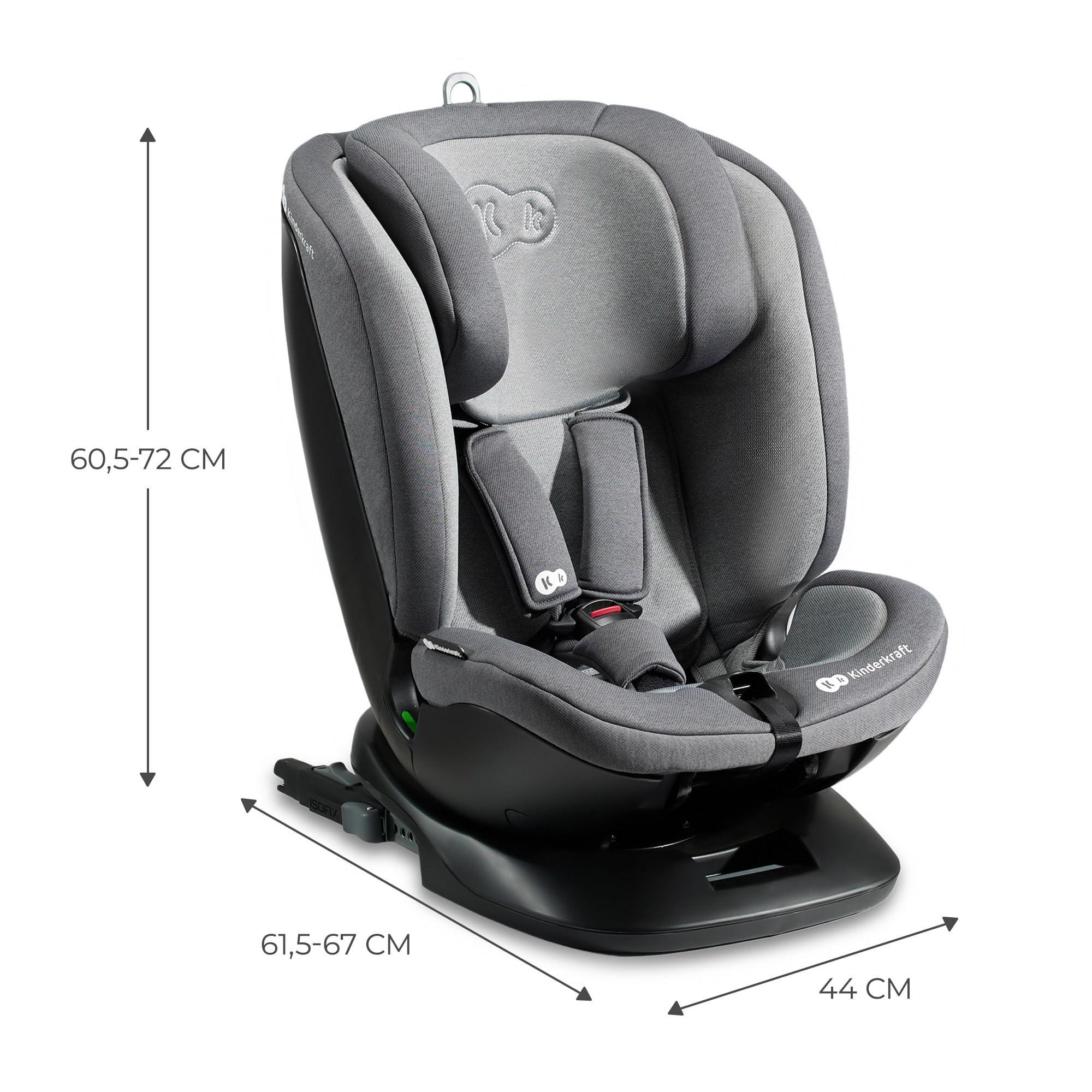 Kinderkraft XPEDITION2 I-SIZE Kindersitz 0-36 kg Reboarder 360° drehbar Isofix Grau