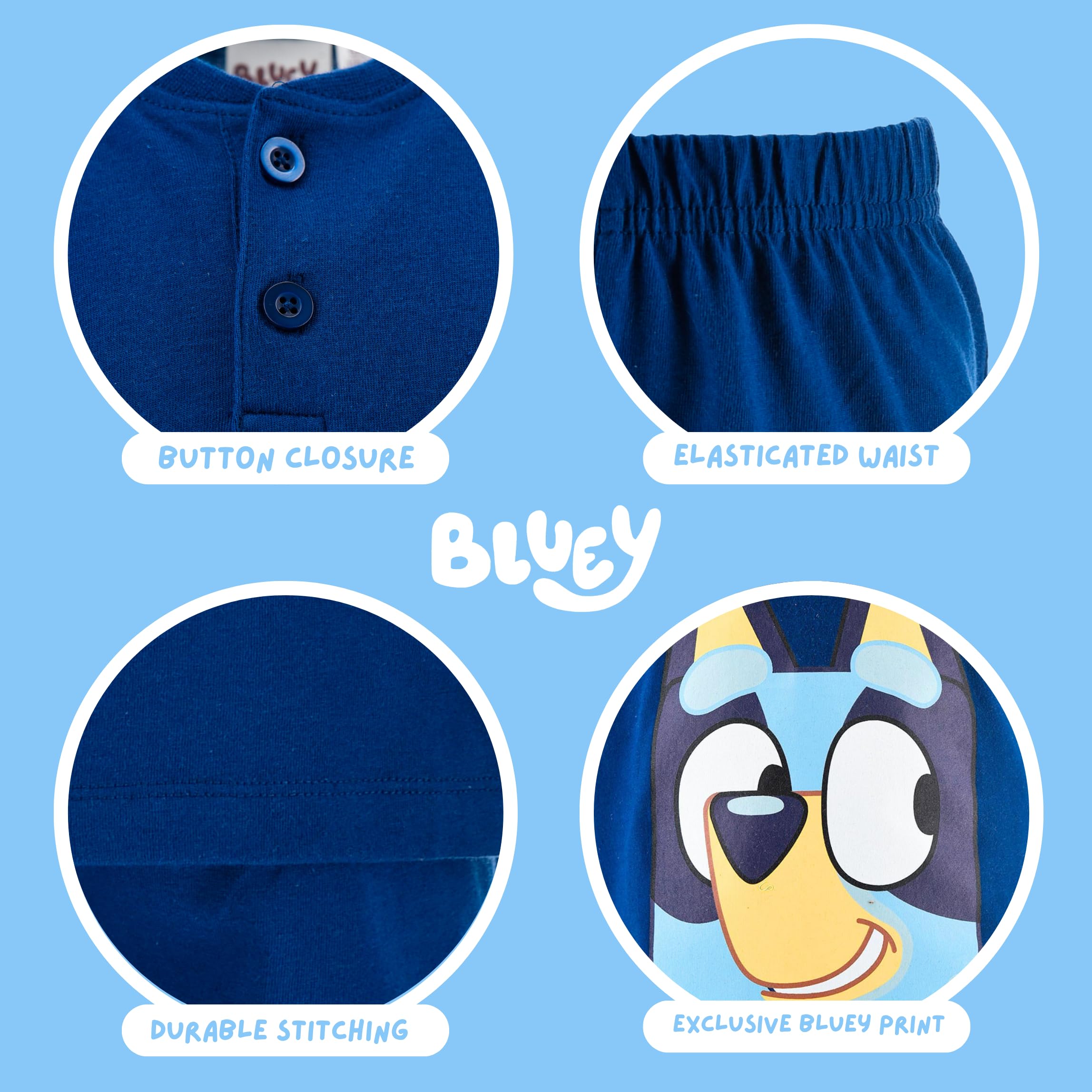 Bluey Camiseta y Pantalón Corto para Niño, Pijama Conjunto 2 Piezas para Niños, Incluye Caja de Regalo, Tallas 3 a 6 Años