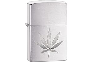 Zippo Brushed Chrome Marijuana Leaf Pocket Lighter