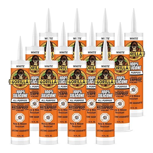 Miniatura 13 de Gorilla Sellador de silicona impermeable para calafatear y sellar, cartucho de 10 onzas (paquete de 2) - Sellador de calafateo blanco para cocina