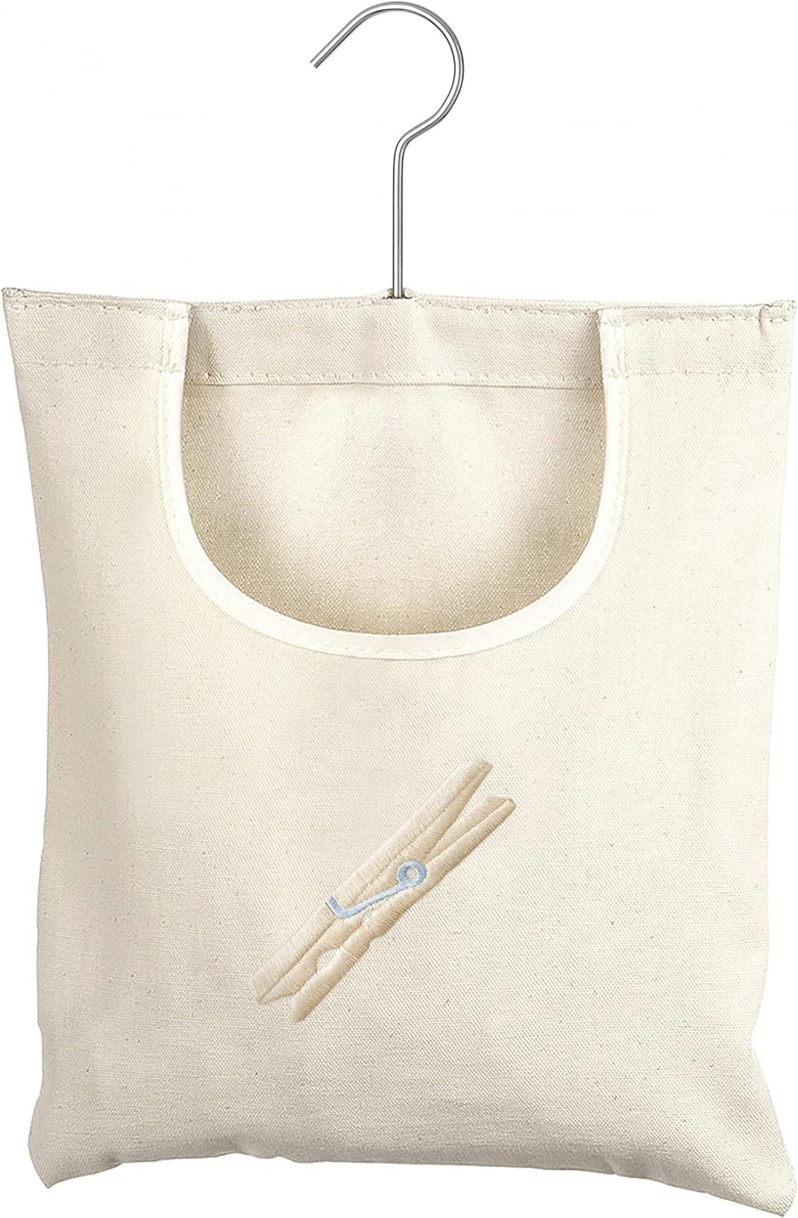 YQbestCanvas Clothespin Bag Hanging Storage Organizer Clothesline Outdoor Bag Portable Clothes Bag Clothes Holder Laundry Clothes Pin Organizer with Hook for Home Balcony Travel 10.5 x 12.5 inches