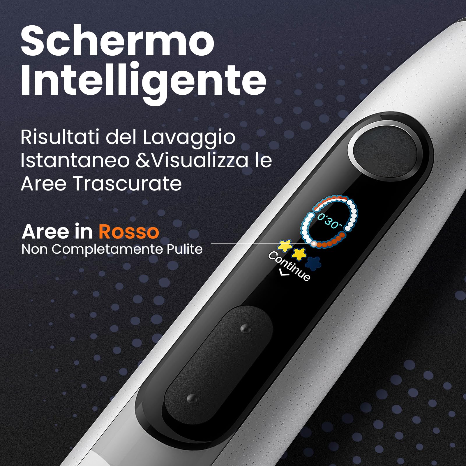 Oclean X10, Spazzolino elettrico sonico intelligente, 5 modalità di spazzolamento, ricarica rapida 3 ore per una durata di 60 giorni, timer di 2 minuti e sensore di pressione,(grigio),solo