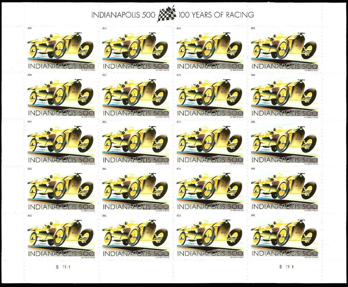 Indianapolis 500 100 Years of Racing Sheet of 20 Forever Stamps Scott #4530