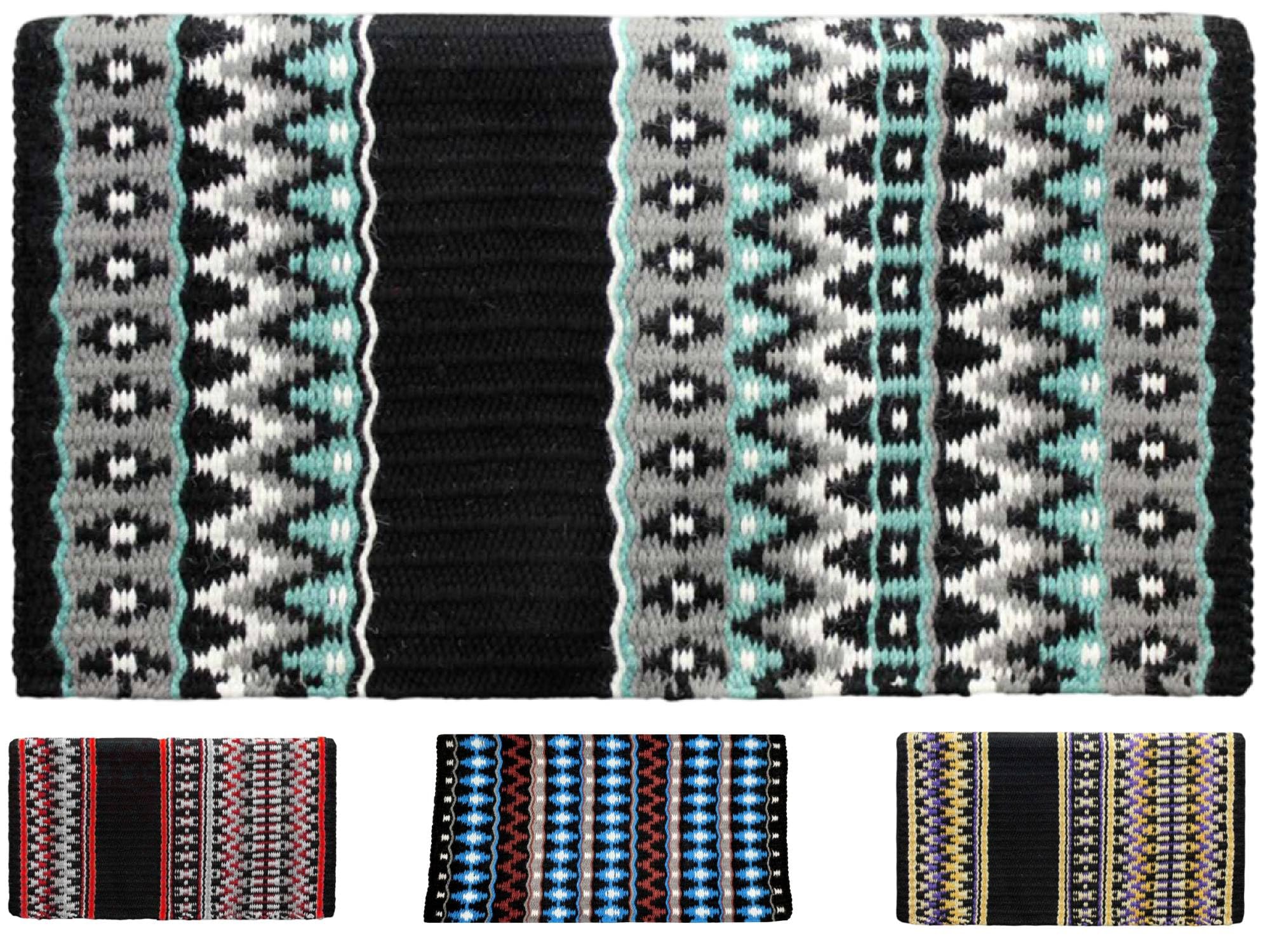 Livia Western Show Saddle Blanket – Handwoven 100% New Zealand Wool, Oversize 34" x 38", Over 5 lbs, Breathable, Ideal for Layering at Horse Shows, Parades & Rodeos