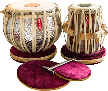 Maharaja Musicals Professional Tabla Set, 4.5 KG Copper Bayan, Braided Puri, Sheesham Dayan, Bag, Hammer, Model PDI-FI
