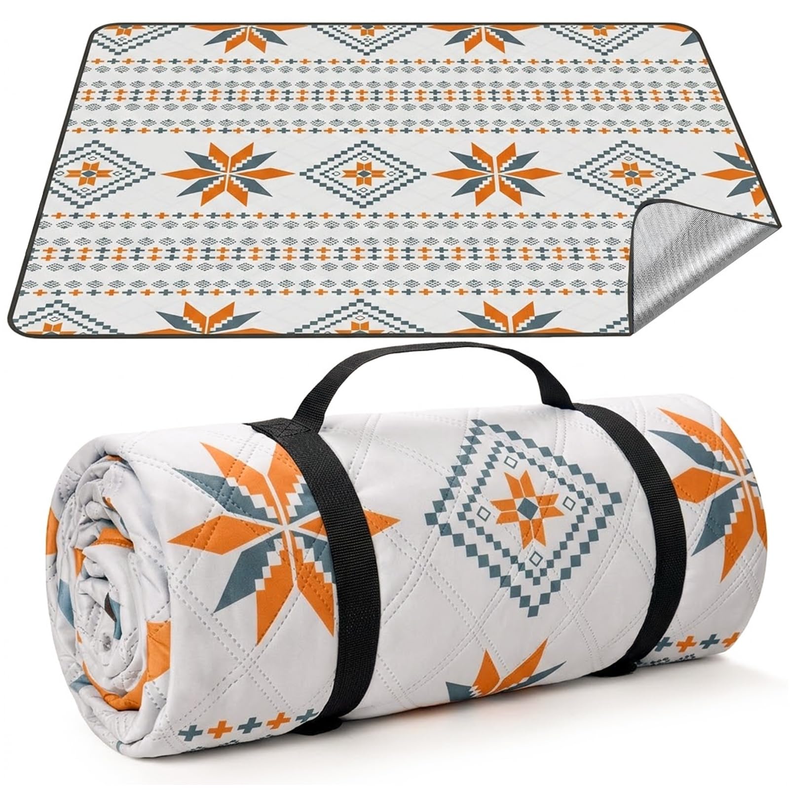 HUTHIM Picknickdecke Wasserdicht Maschinenwaschbar: Stranddecke Sandfrei Outdoor Decke Waschbar Faltbar Strandmatte mit Tragegurt - perfekt für Strand, Camping & Picknick