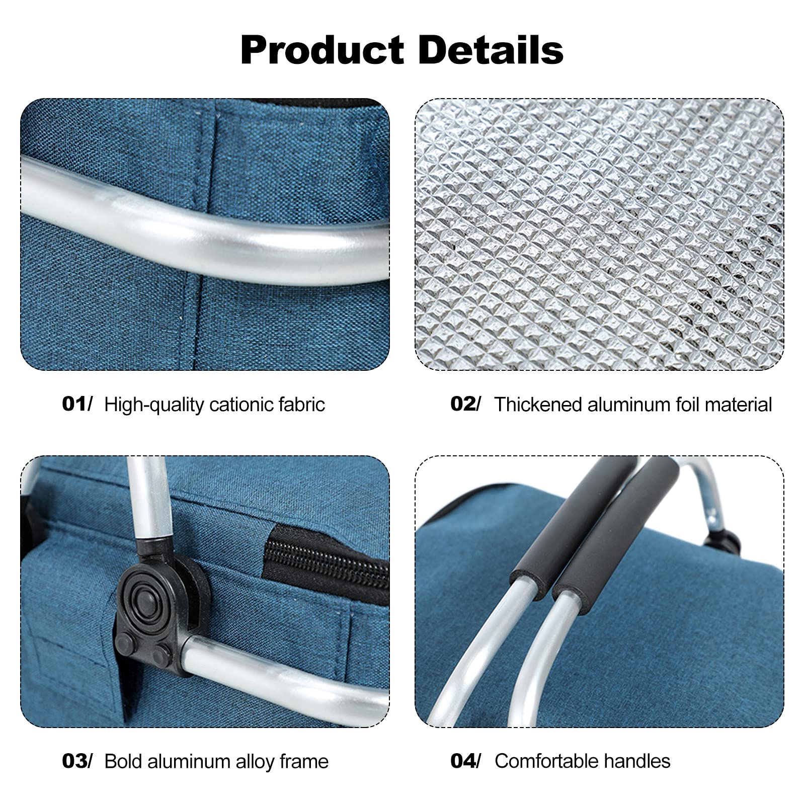 Ergocar Kühltaschen mit Verdicktem Futter, Picknicktasche Lunchtasche Thermotasche Faltbar Cooler Bag für Picknick BBQ Arbeit Reisen Familien Outdoor Aktivität Wasserdicht Schmutz-beständig
