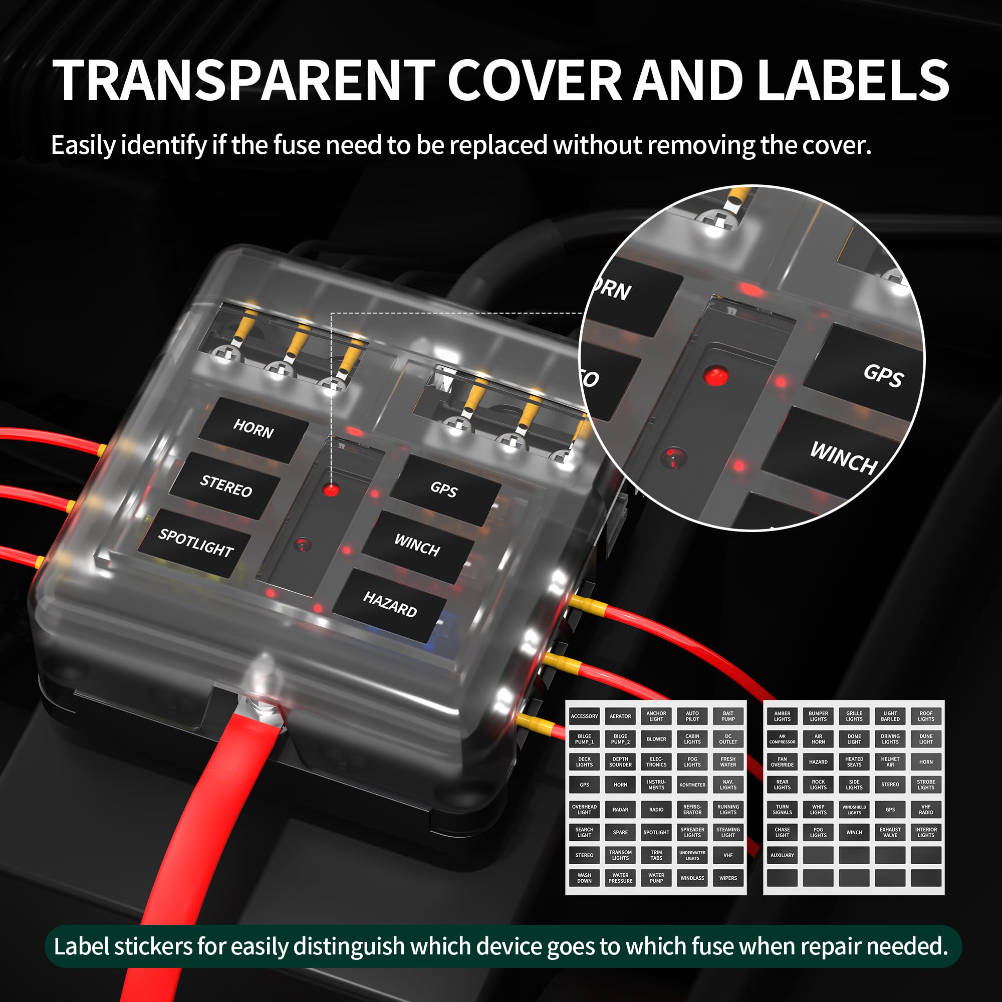 Snapklik.co : DaierTek 12 Way Fuse Block, 12 Volt Blade Fuse Block