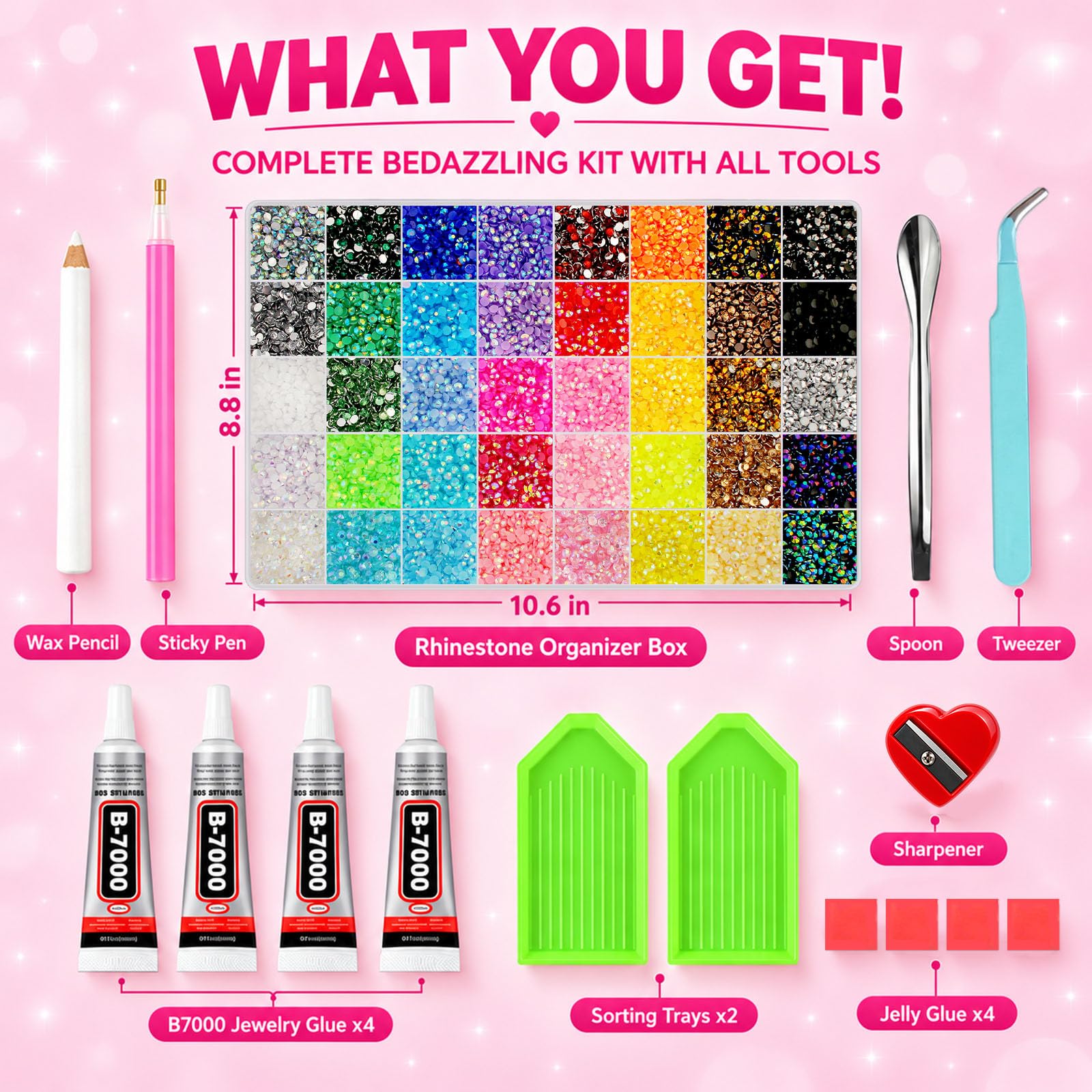 40 Colors Rhinestones Bedazzling Kit - 40000pcs -2