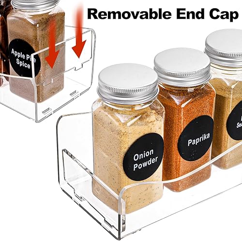 Miniatura 4 de Peohud Paquete de 4 estantes acrílicos para especias de montaje en pared, estantes flotantes de acrílico transparente de 15 pulgadas, organizador de