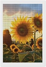 FZQVSGW Beautiful Sunflower Diamond Painting Kit, Complete DIY Square Trays Decor Diamond Arts Kits for Home Or Farmhouse Decor 8"x12" (No Frame Included)