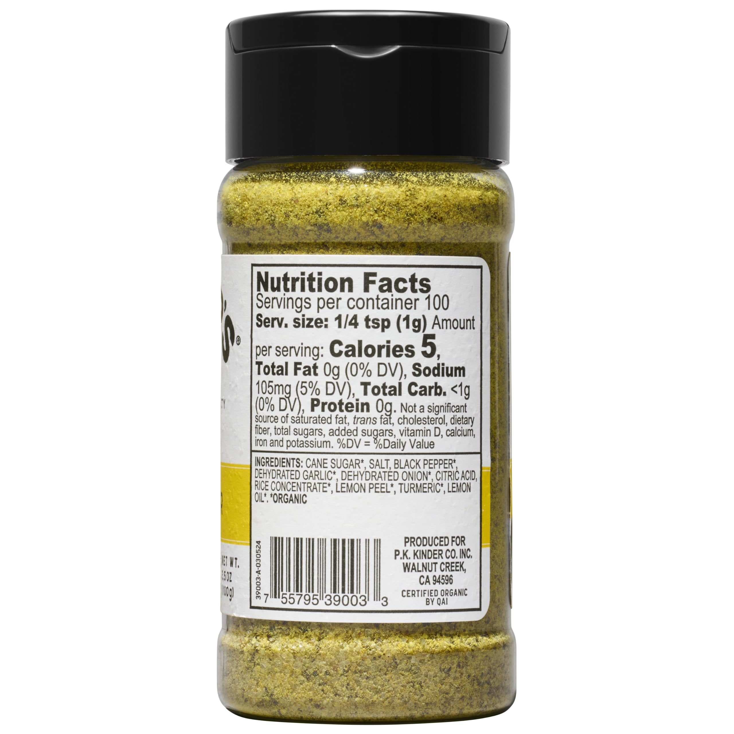 Kinder's Organic Lemon Pepper, Premium Quality Seasoning, MSG Free and USDA Certified Organic, 3.5 oz thumbnail 2
