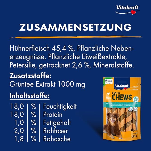 Foto 3 de 6 de Vitakraft Dental Chews - Hueso masticable para Perros (Carne de Pollo y Complejo de principios Activos…