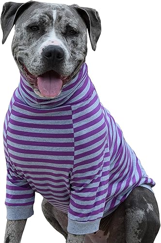 Tooth & Honey Perro grandecamisa a rayassuétercobertura completa del vientrepara perros grandescamisa Pitbullmorado y gris (extragrande)