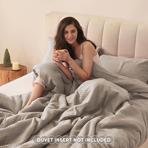 Miniatura 5 de Comfort Spaces Juego de funda de edredón de 3 piezas, transpirable, con textura de gofre, moderno, estilo bohemio, para todas las estaciones, tamaño