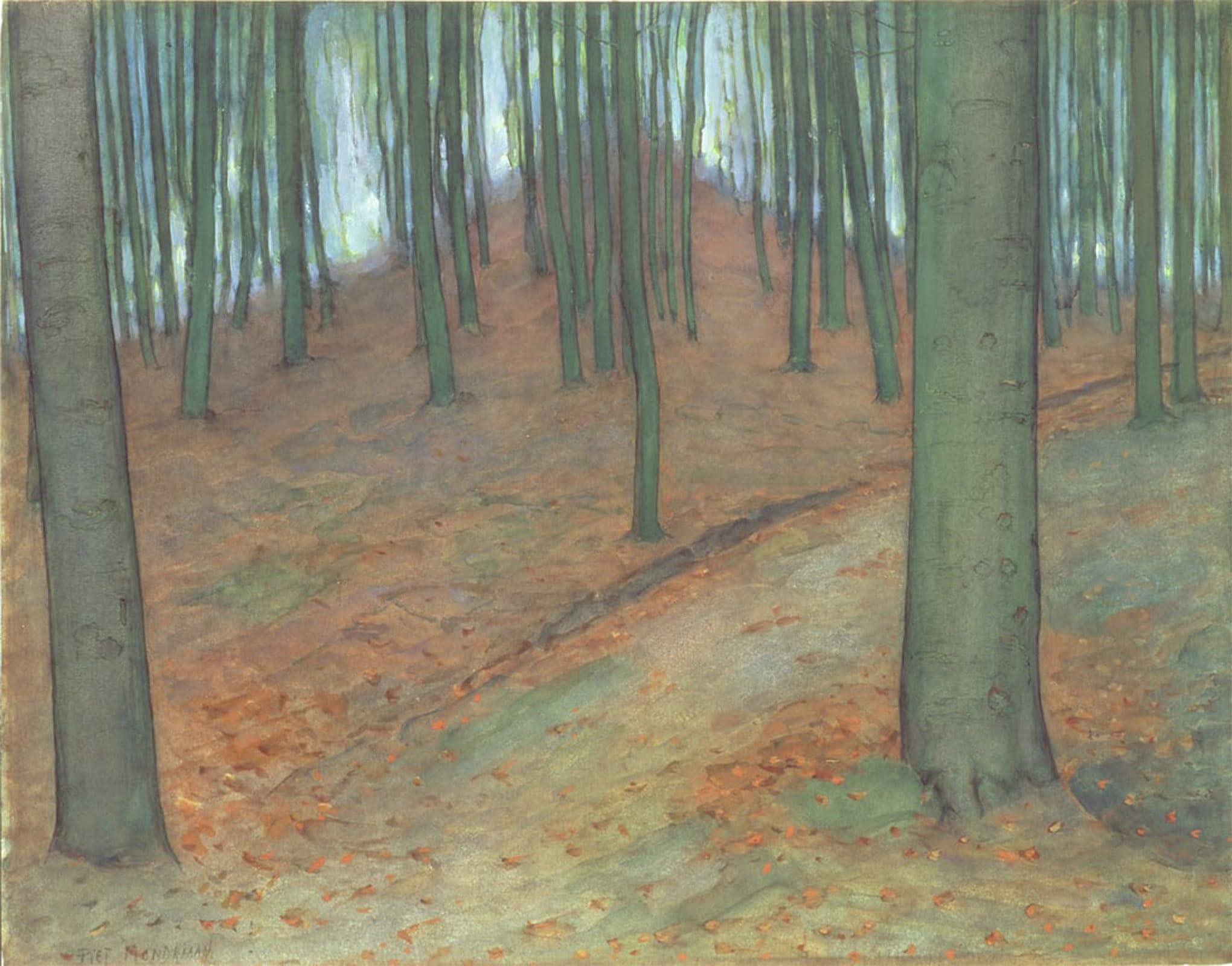 POSTERIIk Vintage Print Pop Art Landscape Artwork Wood with Beech Trees by Piet Mondrian Art Prints for Office Home Decor 60x90cm