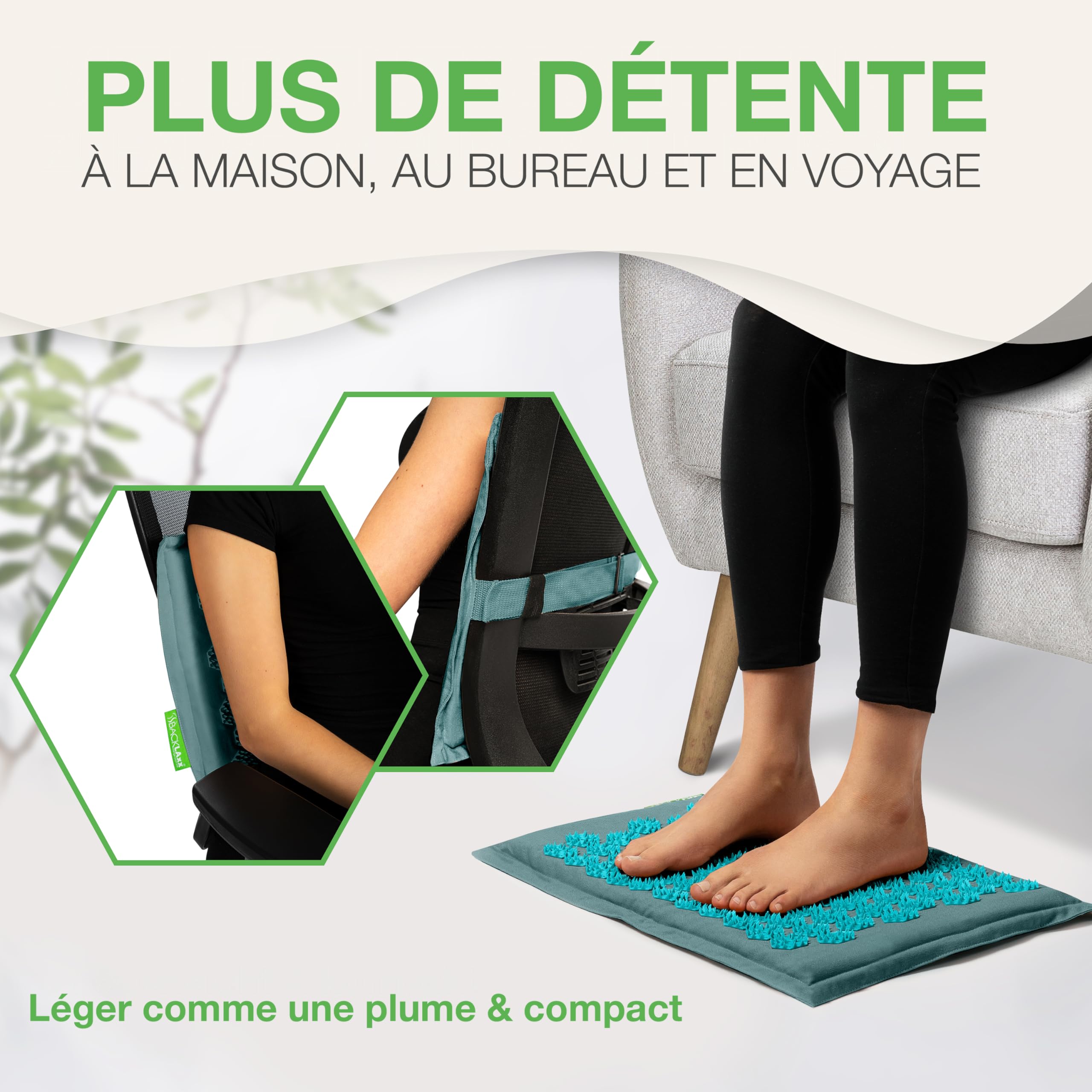 BACKLAXX® Tapis d'Acupression pour Pieds 2116 Picots, Tapis Massage Pieds