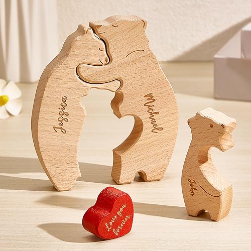 Miniatura 9 de Rompecabezas de madera personalizado para la familia, regalos con nombre, rompecabezas de madera personalizable con 1-8 nombres, pieza decorativa