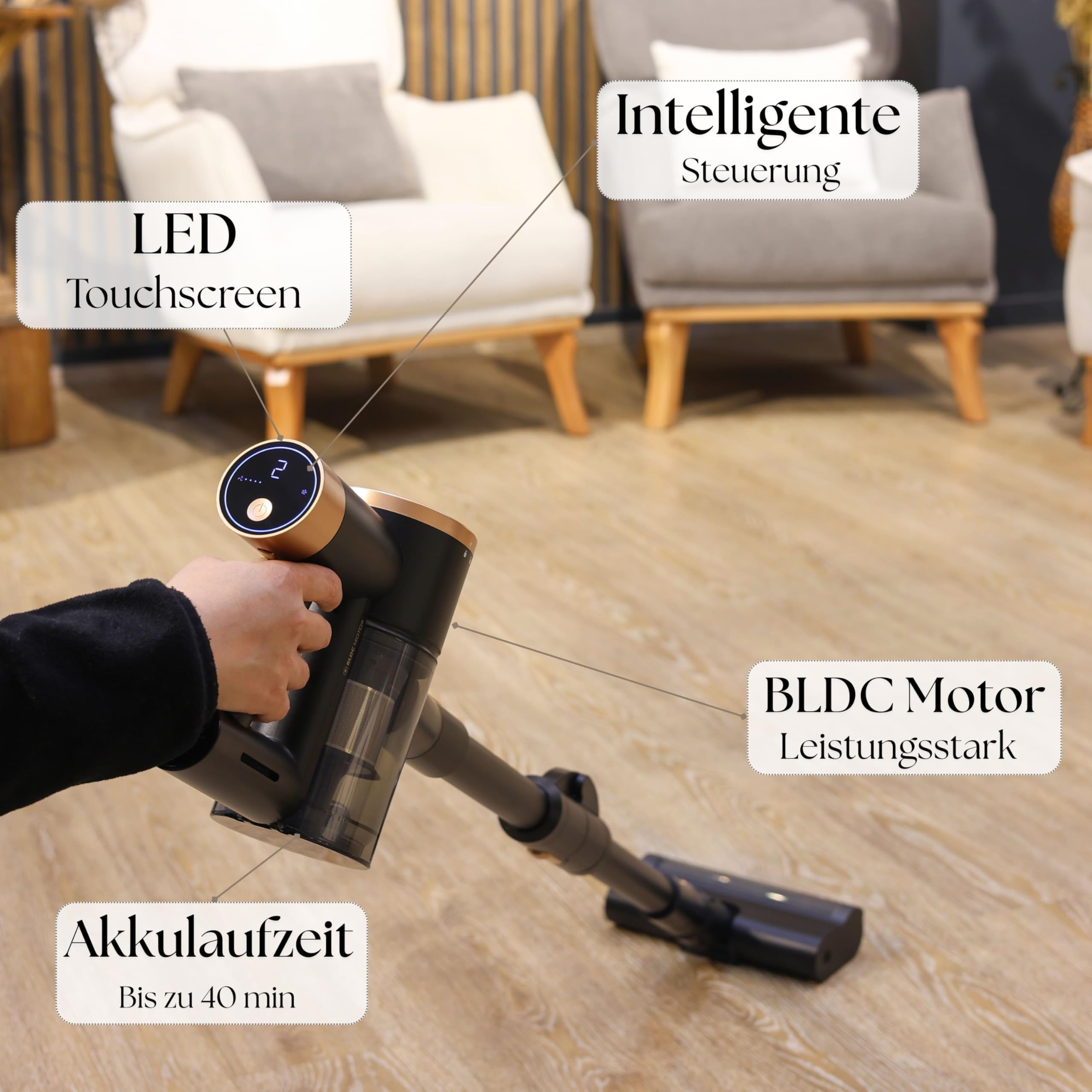 Aspiradora inalámbrica 3 en 1 con batería, aspiradora de mano para pelo de animales, alfombra para suelos duros con pantalla LED, filtro HEPA, potente aspiradora de mano inalámbrica, plegable, cepillo