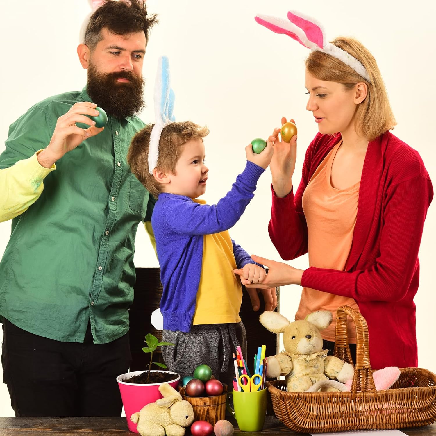 3 Pieces Bunny Costume Accessories Set – Plush Blue and White Rabbit Ears Headband, Bow Tie, and Tail for Kids and Adults, Easter Party, Halloween Dress-Up, and Animal-Themed Events - Image 4