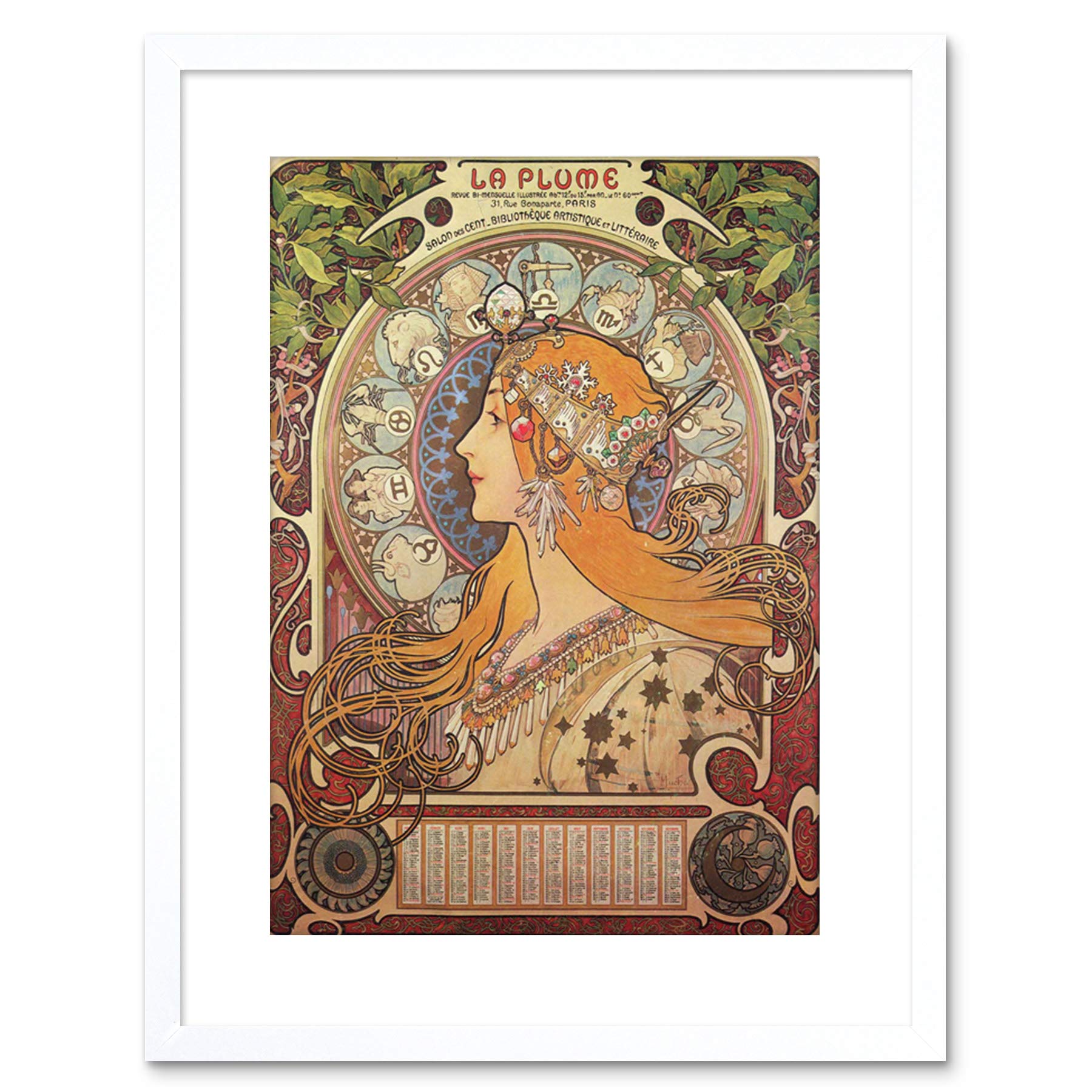 Wee Blue Coo Alphonse Mucha Nouveau Old Master Painting Repro Framed Wall Art Print