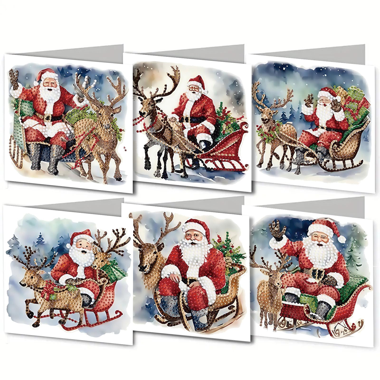 6pcs Diamond Painting Birthday Cards, Special Shape Art Craft Creative Gifts, Perfect for Christmas New Year Birthday Thanksgiving Festival(Elk Man)