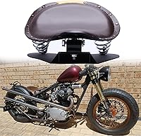 Vista 7 de Asiento Individual de Motocicleta Marrón de 3 Pulgadas con Remaches y Resorte con Placa Base, Kit de Montaje de 3 Pulgadas Compatible con Harley