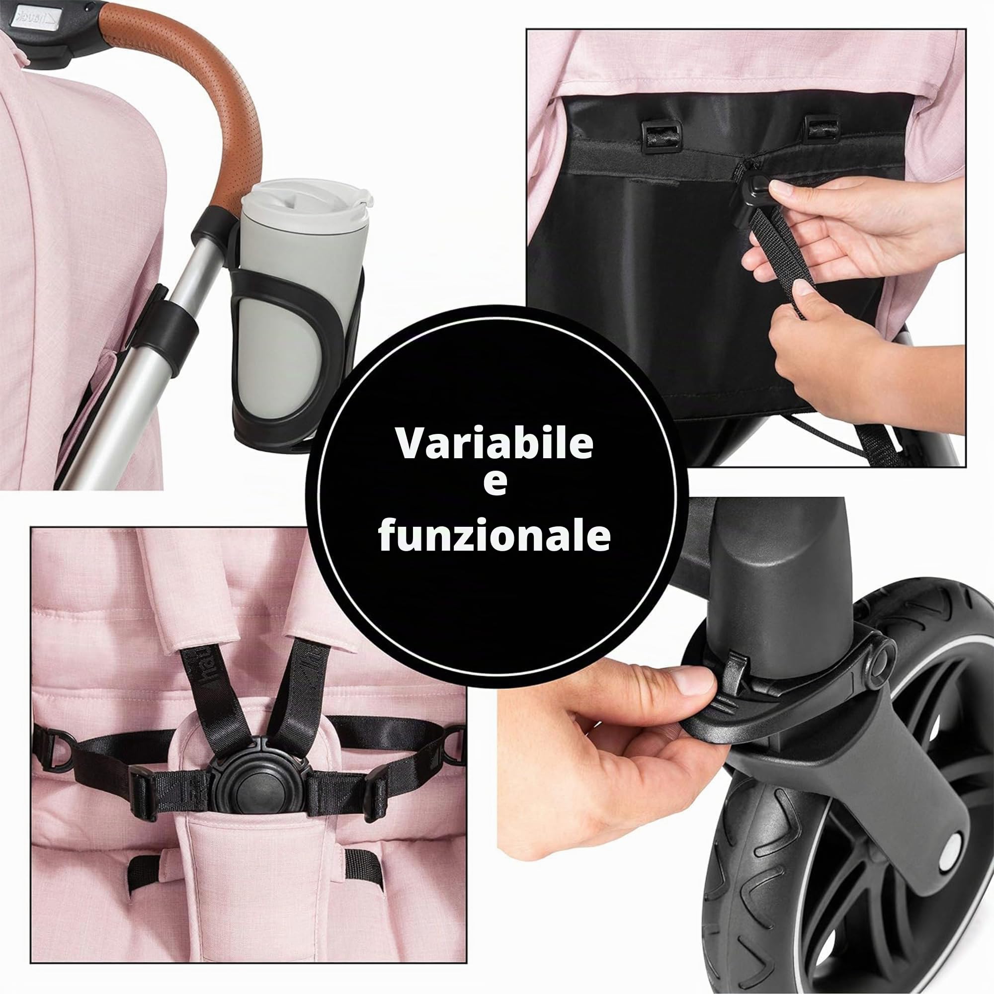 hauck Passeggino Up Town - Passeggino Compatto in Chiusura fino a 25 kg, Chiusura a 1 Mano, Manubrio Regolabile, Reclinabile - Passeggino Leggero - Rosa