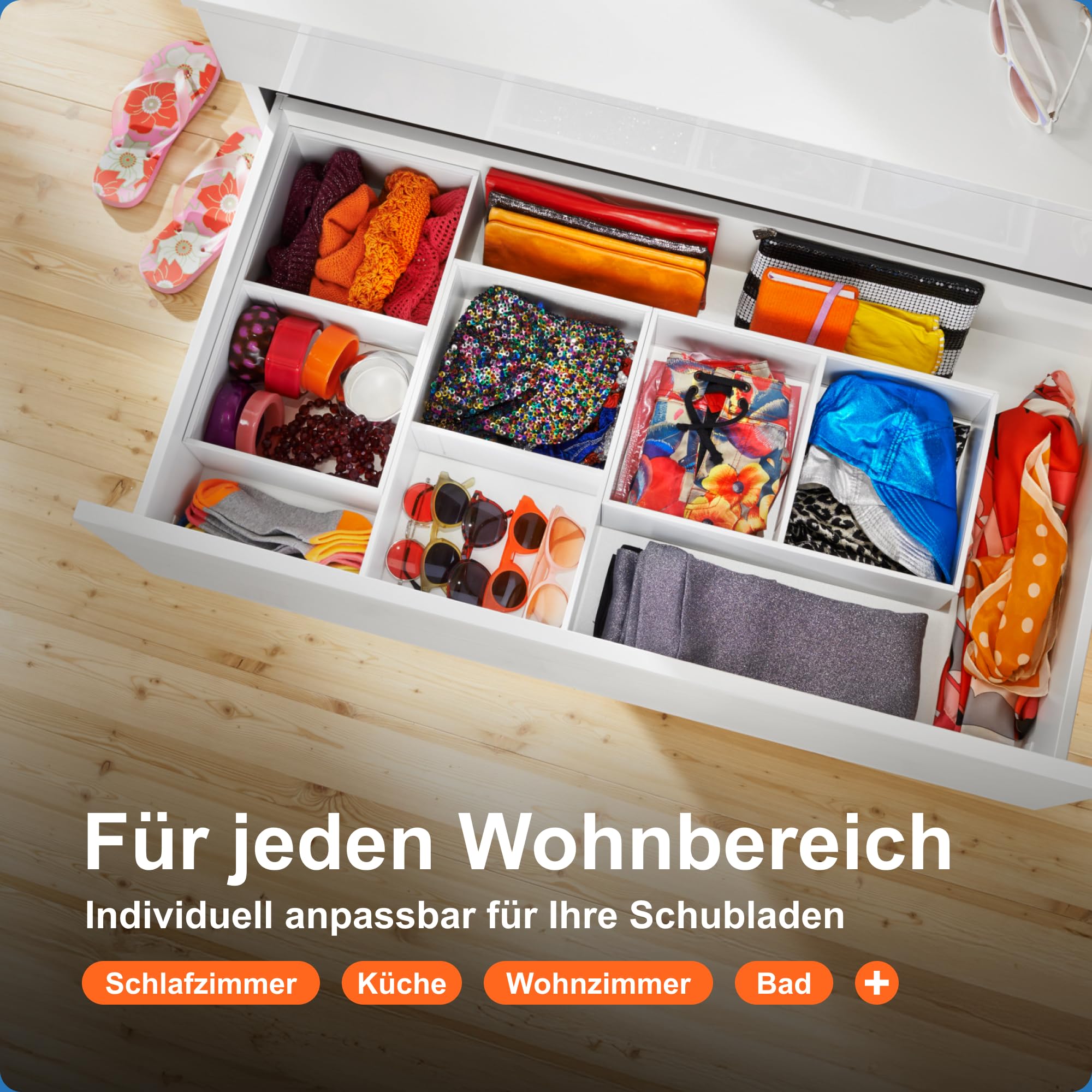 Blum AMBIA-LINE Schubladen-Organizer Stahl 37×22×11 cm | Seidenweiß | Küche | Magnetplattenhalter – kein Verrutschen | Schubladen Organizer aus formstabilem Stahl | Modular erweiterbar | Für Küche & Bad