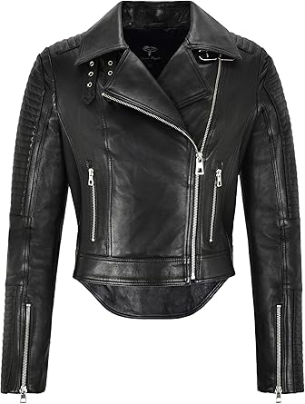 Ladies cropped leather jacket Clearance
