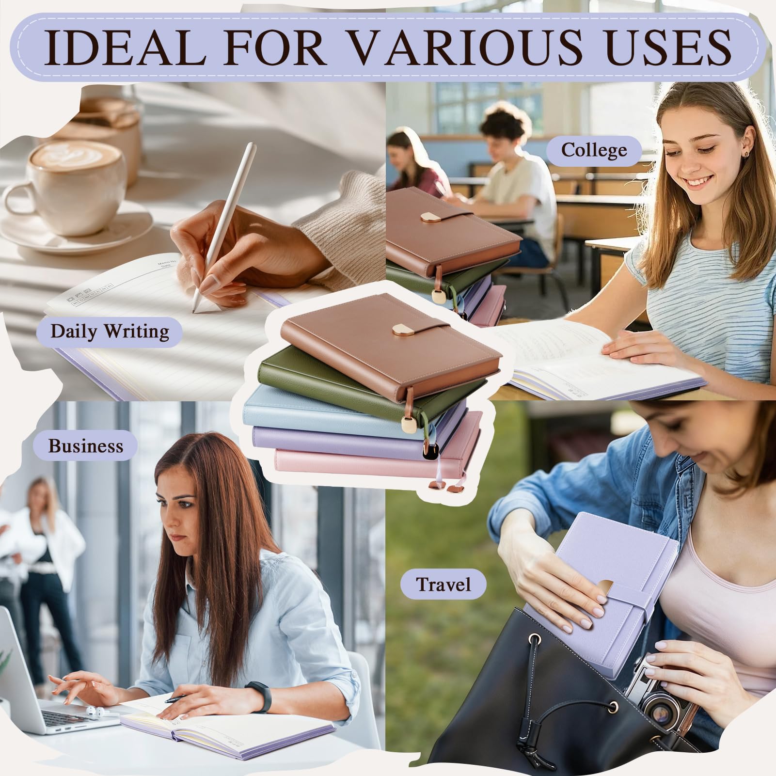 Notatnik w lined Journal dla mężczyzn i kobiet, 300 numerowanych stron z zapięciem na klamrę, 100 GSM A5, twarda okładka, notatnik do nauki biblijnej, osobistych pamiętników, zajęć na uczelni, 100 g