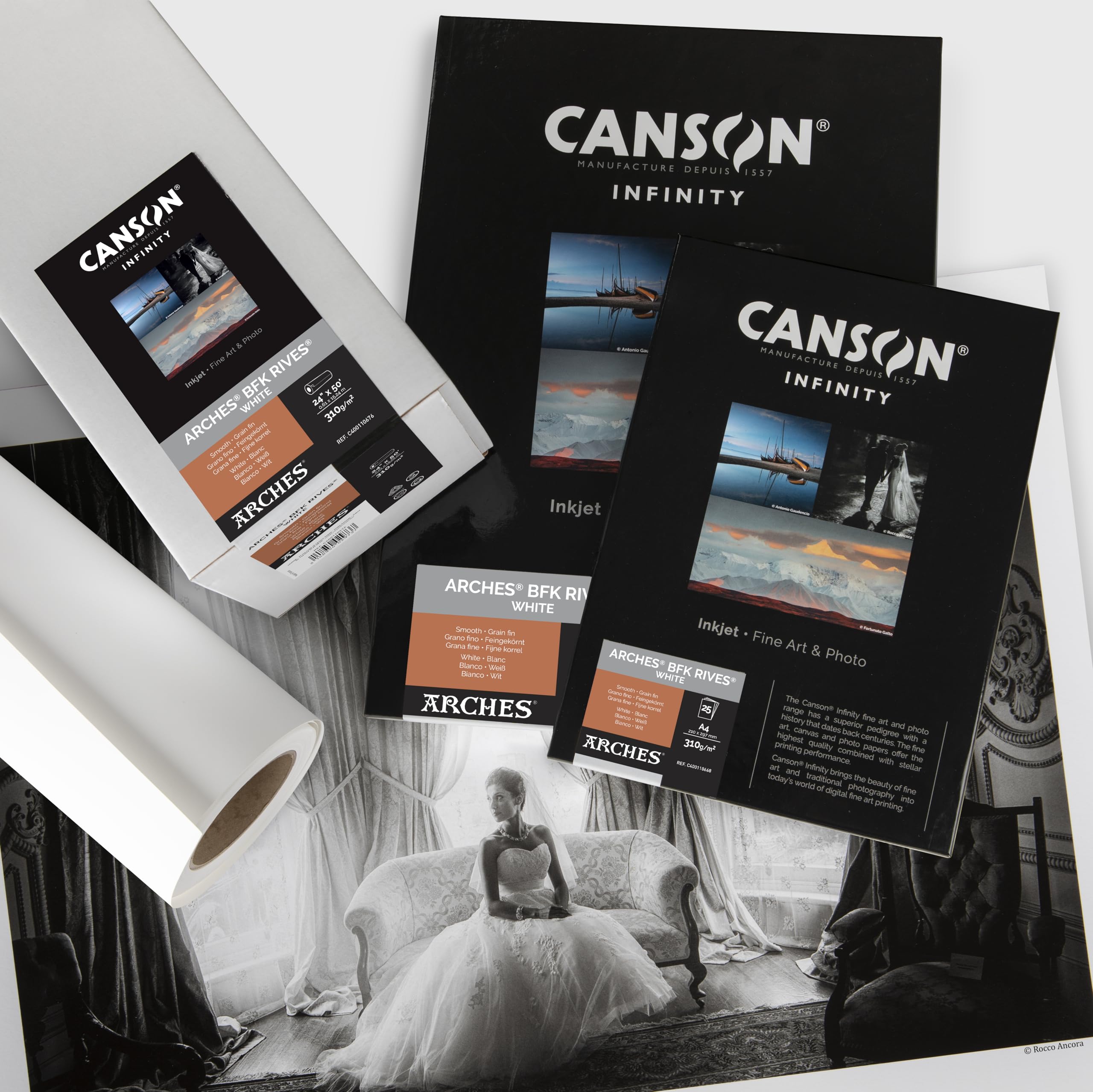 CANSON Infinity ARCHES BFK Rives White - Tirage papier Fine Art ARCHES - Boîte de 25 feuilles A3 - Grain Fin - Blanc - 310g/m131