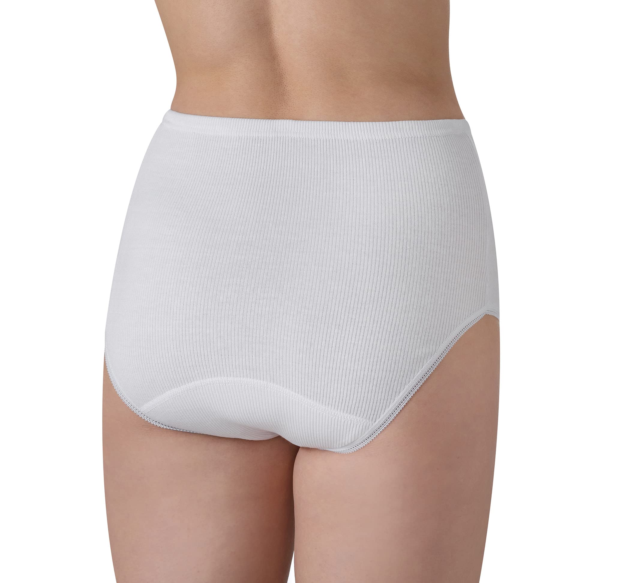 Felis Confezione da 6 Culotte Donna Classica a Vita Alta Cotone Costina con Pizzo, Mutande Donna Bianche, Traspiranti e comode, Persone anziane, sgambate, Taglie Forti