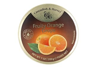 Cavendish & Harvey | Fruity Orange Hard Candy Drops | 7 Ounce Tin