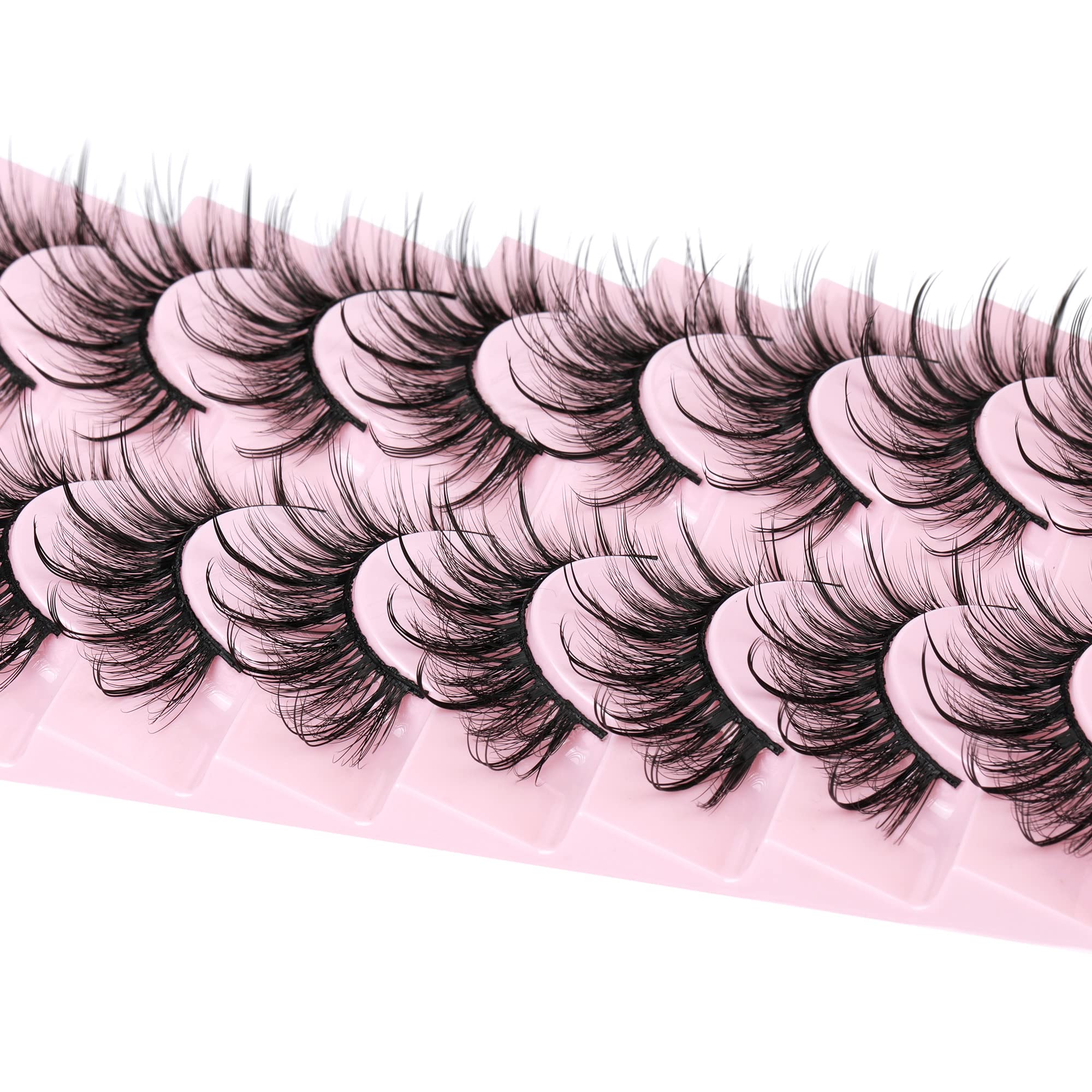 False Eyelashes Fluffy Faux Mink Lashes Wispy Fairy Cat Eye Lashes Spiky Strip Lashes Extension Natural Volume Fake Lashes Pack by GVEFETIEE 8 Pairs Black: False Eyelashes-002