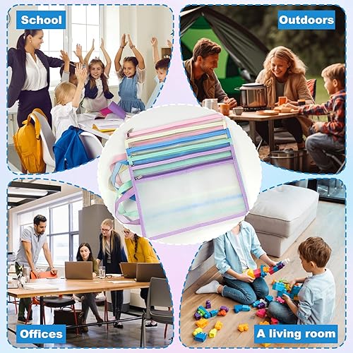 Miniatura 5 de Paquete de 15 bolsas de malla con cremallera, almacenamiento de bloques de construcción de rompecabezas de doble capa, bolsas de bloques de nailon