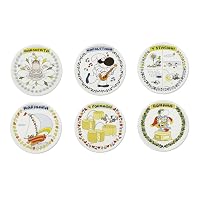 Excelsa Mordillo Set 6 Piatti Pizza in Porcellana, Decorati con Personaggi