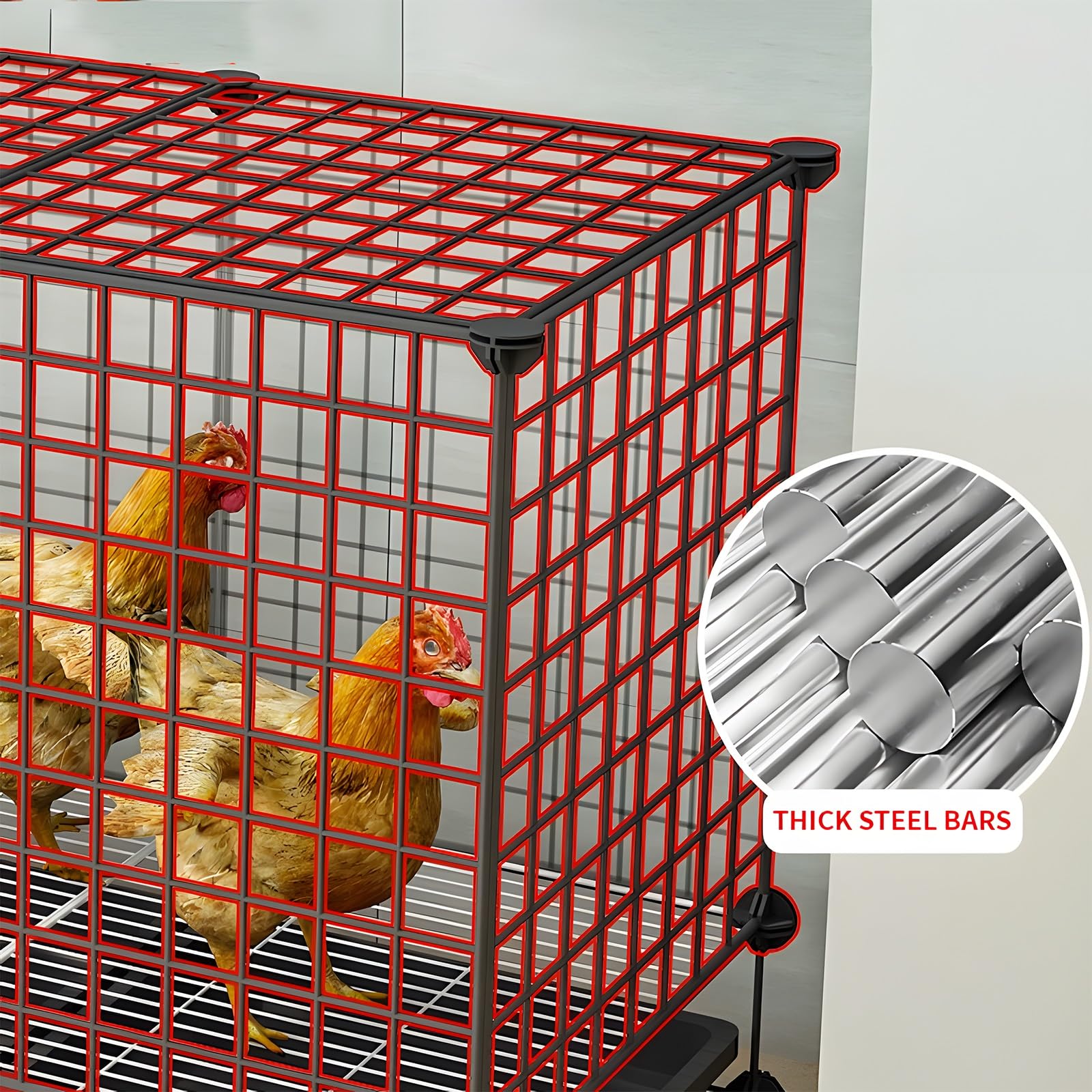 KleintierkäFig Geflügelkäfig Metall-Hühnerställe, Haustier-Laufstall, DIY-Kleintierkäfig Für Hasen/Nager/ Chinchilla/Kaninchen/Katzen/Frettchen/Huhn/Ente/Gans ( Color : A-cage , Size : 75*75*58CM )