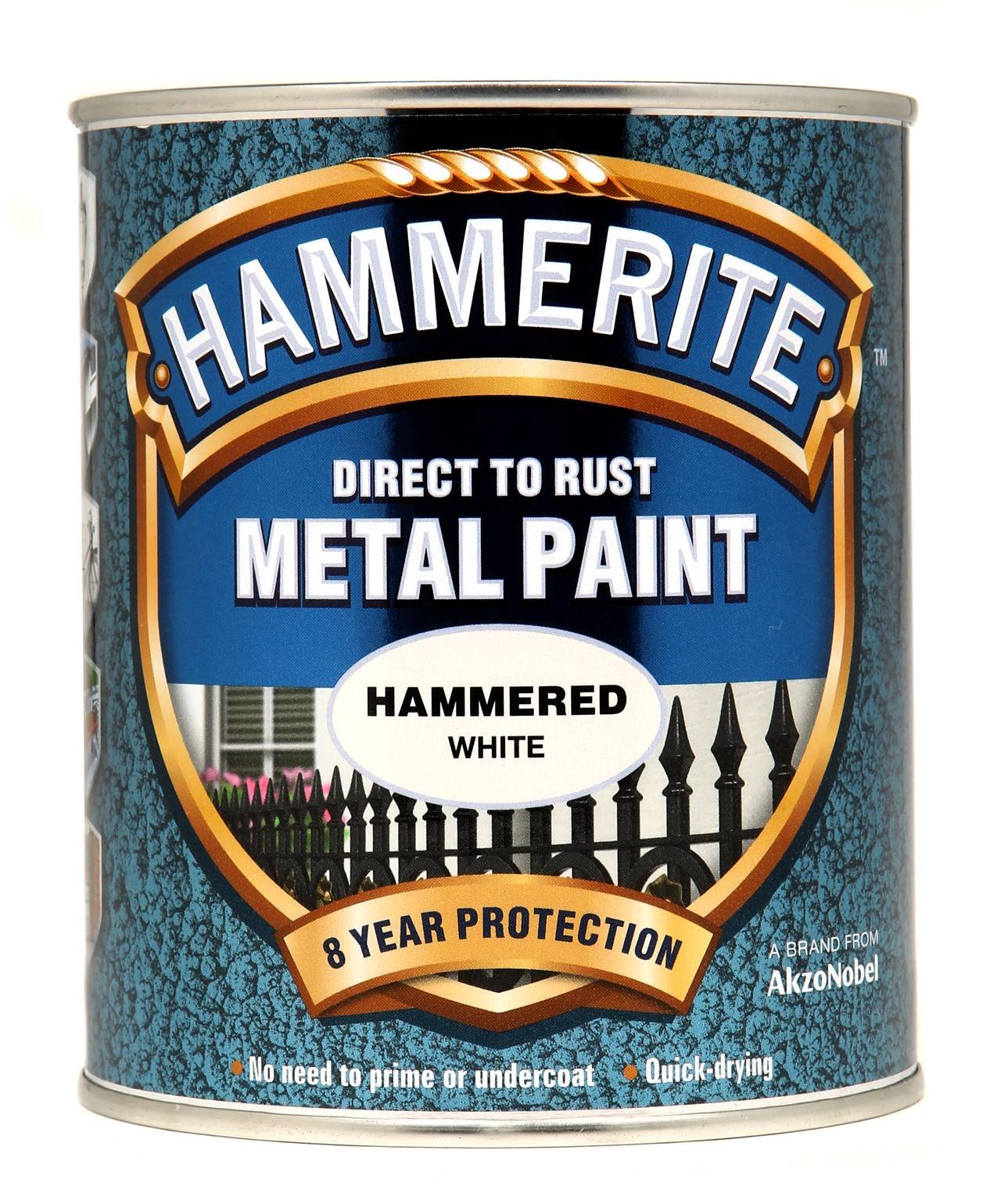 New 2015 Hammerite Hammered Direct to Rust Metal Paint White 750Ml
