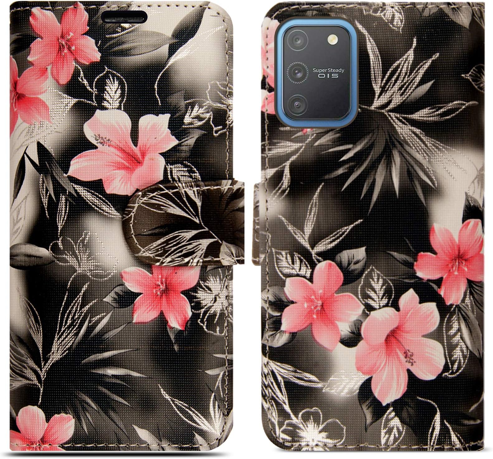 ProGadgetsLtd Book Case works with Samsung Galaxy S10 Lite in Floral Cover in Flower Design with Magnetic Closure, Stand Function and 3 Card Slots - Wallet Etui Pouch PU Leather Flip