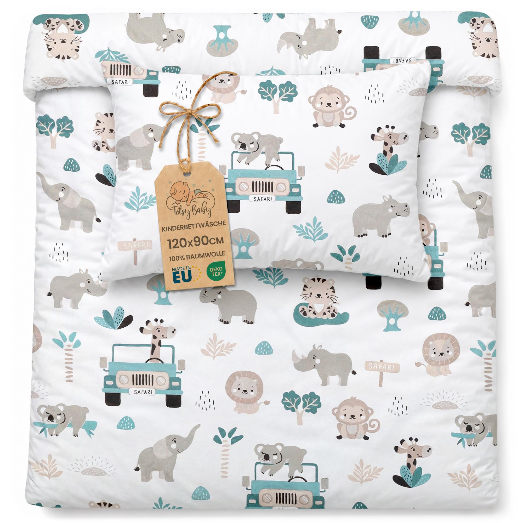 Totsy Baby Cot bed duvet cover set 90x120 cm - Cotton toddler quilt covers for girl and boy Set Comforter cover 90 x 120 cm and pillowcase 60 x 40 cm Oeko-Tex